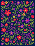Vibrant Floral Vines Pattern Rug