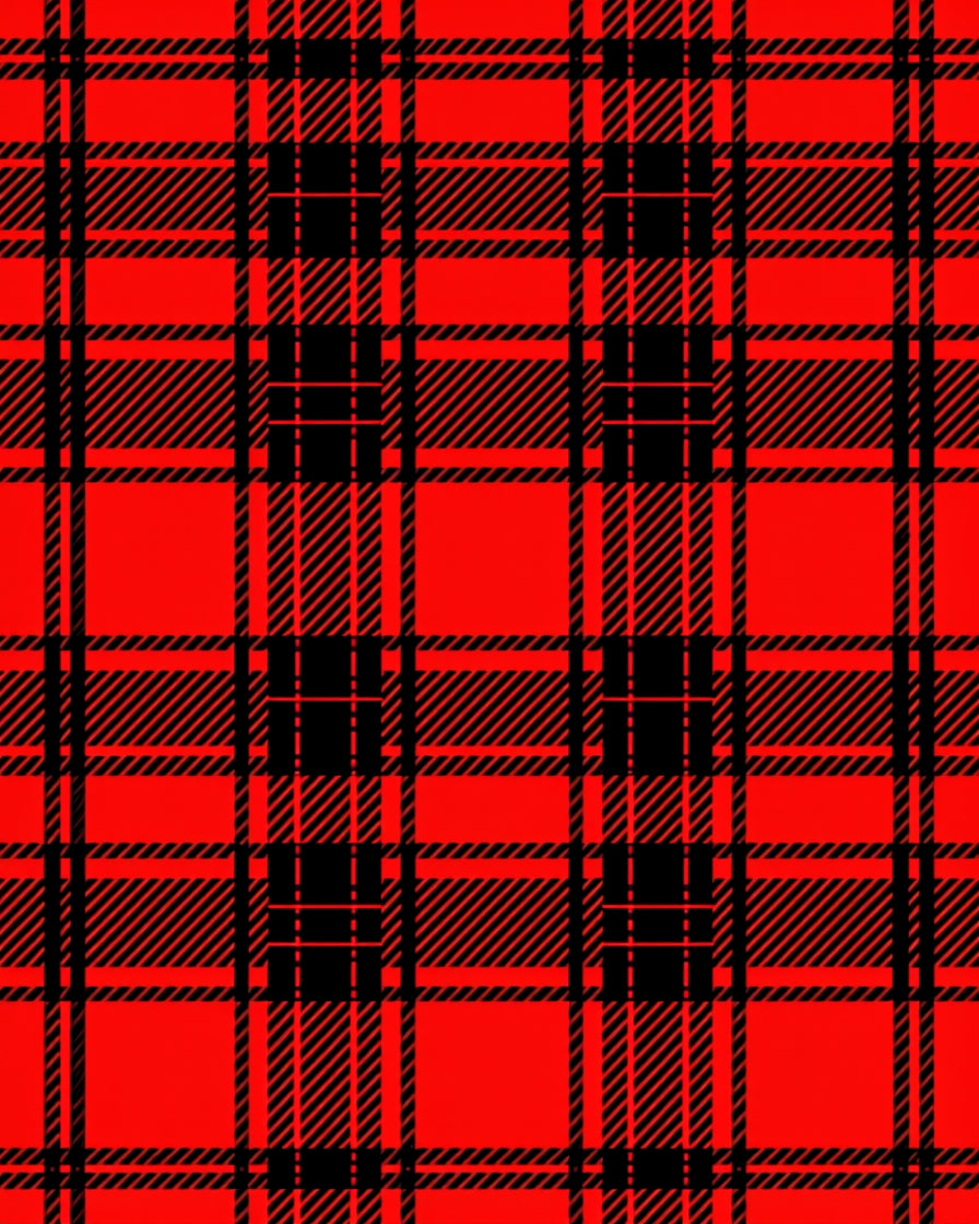 Bold Red and Black Plaid Pattern Rug