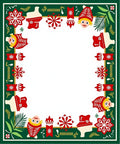 Festive Red Green Snowflakes Children's Border Rug
