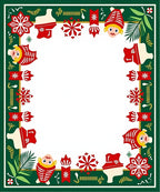 Festive Red Green Snowflakes Children's Border Rug