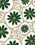 Elegant Green Flower Vine Motif Rug