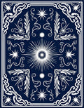 Celestial Starburst Scrollwork Pattern Rug