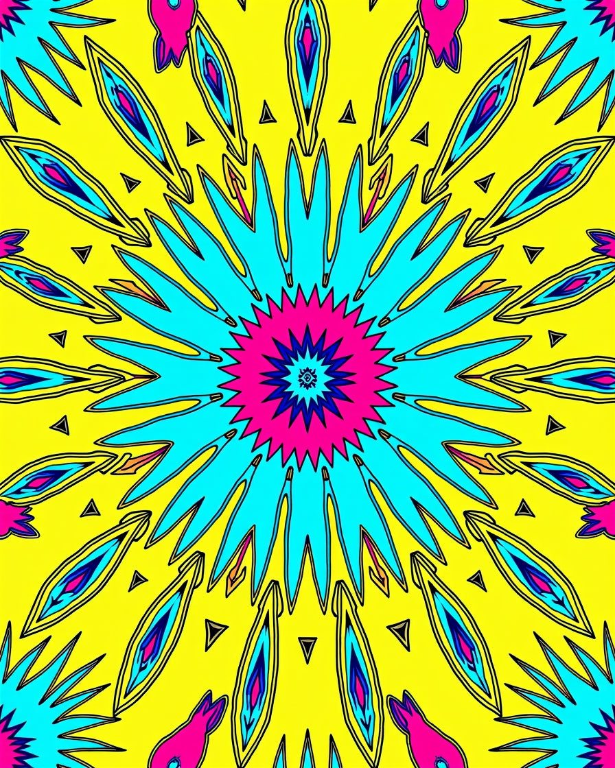Vibrant Abstract Sunburst Geometric Rug