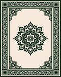 Dark Green Intricate Floral Mandala Design Rug