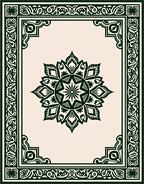 Dark Green Intricate Floral Mandala Design Rug