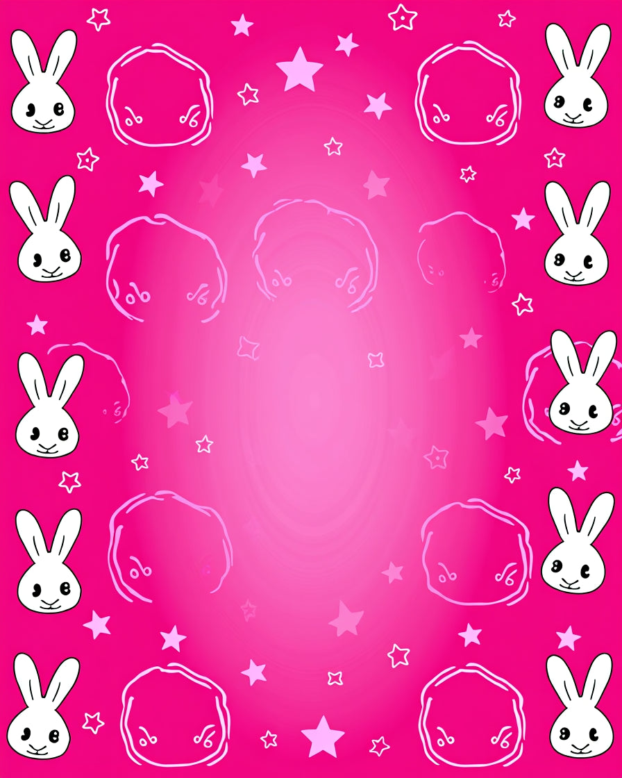 Cute Bunny Star Pattern Design Rug