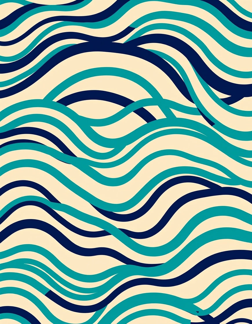 Blue Green Wave Pattern Rug