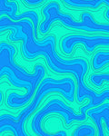Blue Teal Topographic Wave Pattern Rug