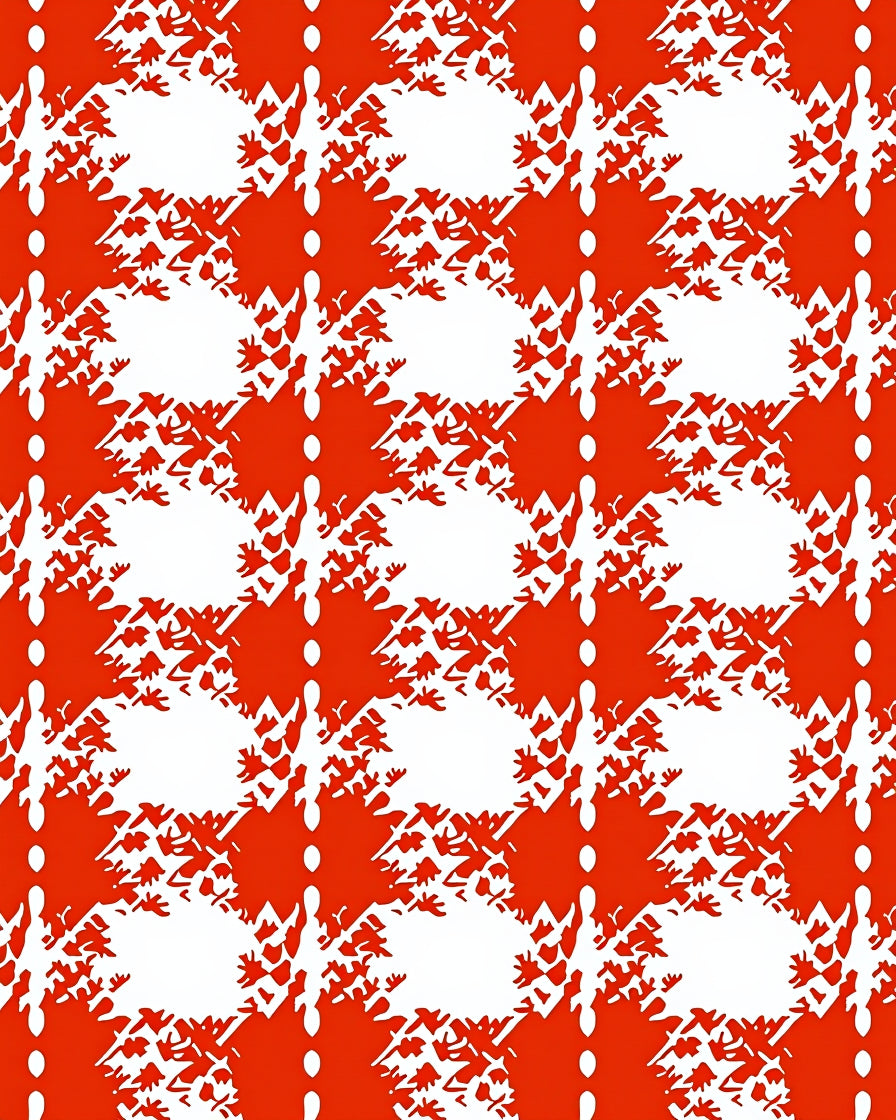 Abstract Red White Organic Pattern Rug