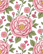 Pink Flower Pattern Floral Design Rug