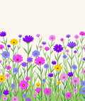 Colorful Wildflowers Green Grass Pattern Rug
