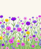 Colorful Wildflowers Green Grass Pattern Rug