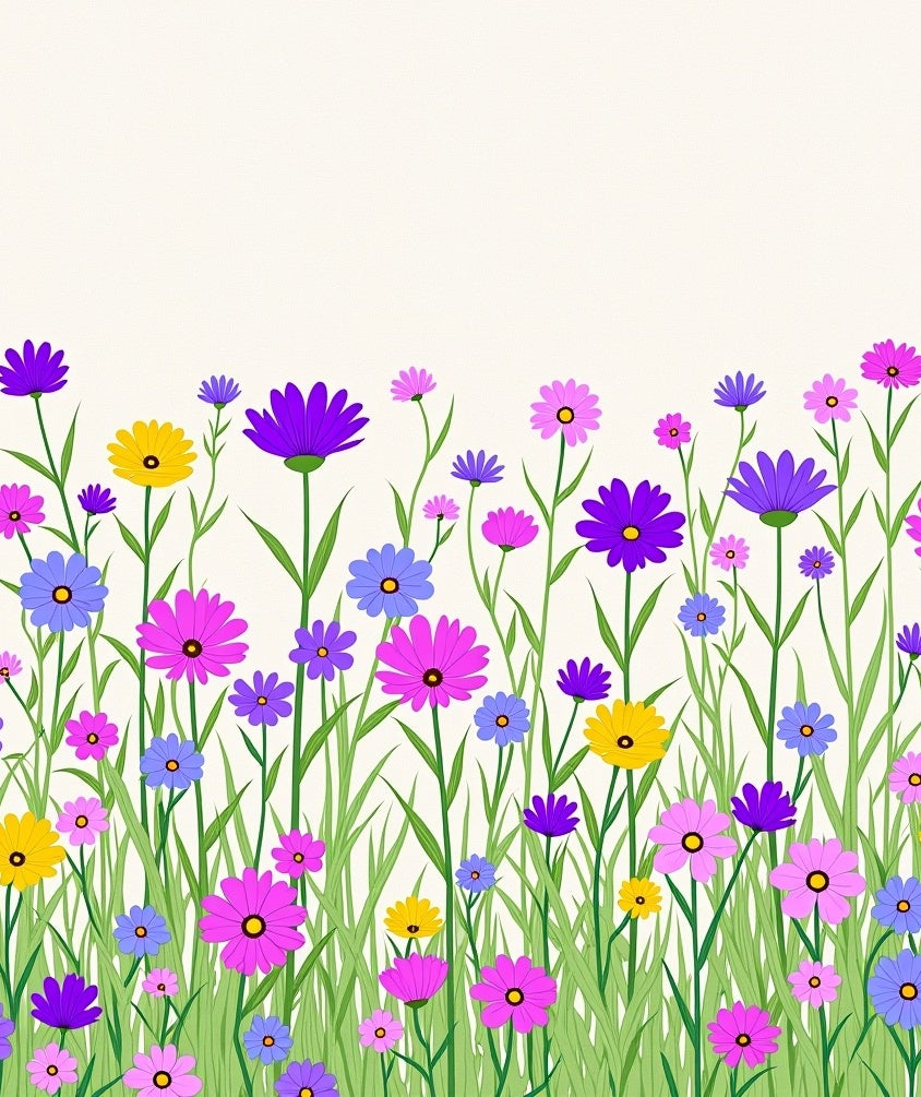 Colorful Wildflowers Green Grass Pattern Rug