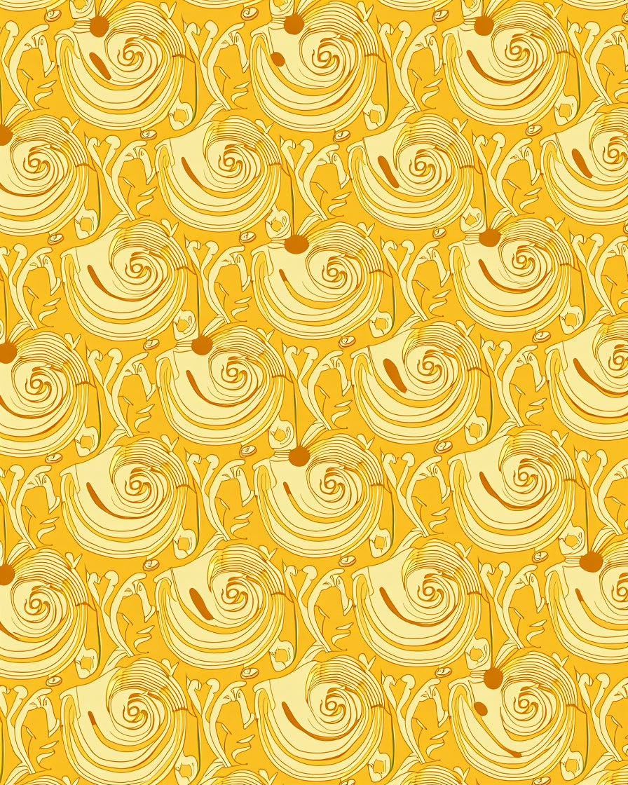 Golden Swirls Floral Art Nouveau Pattern Rug