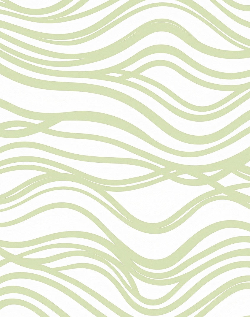 Serene Green Wavy Pattern Rug