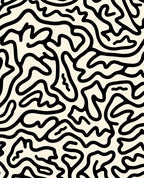 Abstract Black Swirl Cream Pattern Rug