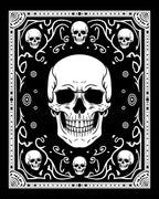 Gothic Skull Patterned Black White Rug
