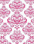 Fuchsia Baroque Floral Crest Rug