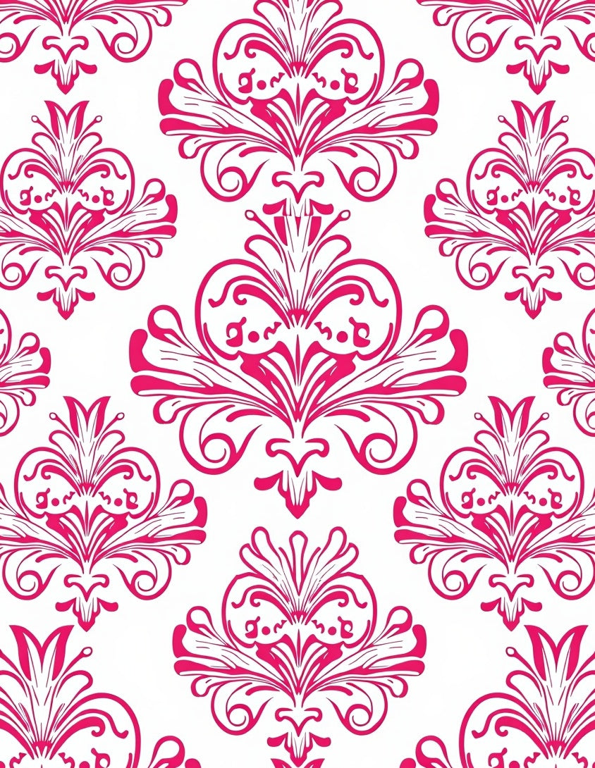 Fuchsia Baroque Floral Crest Rug