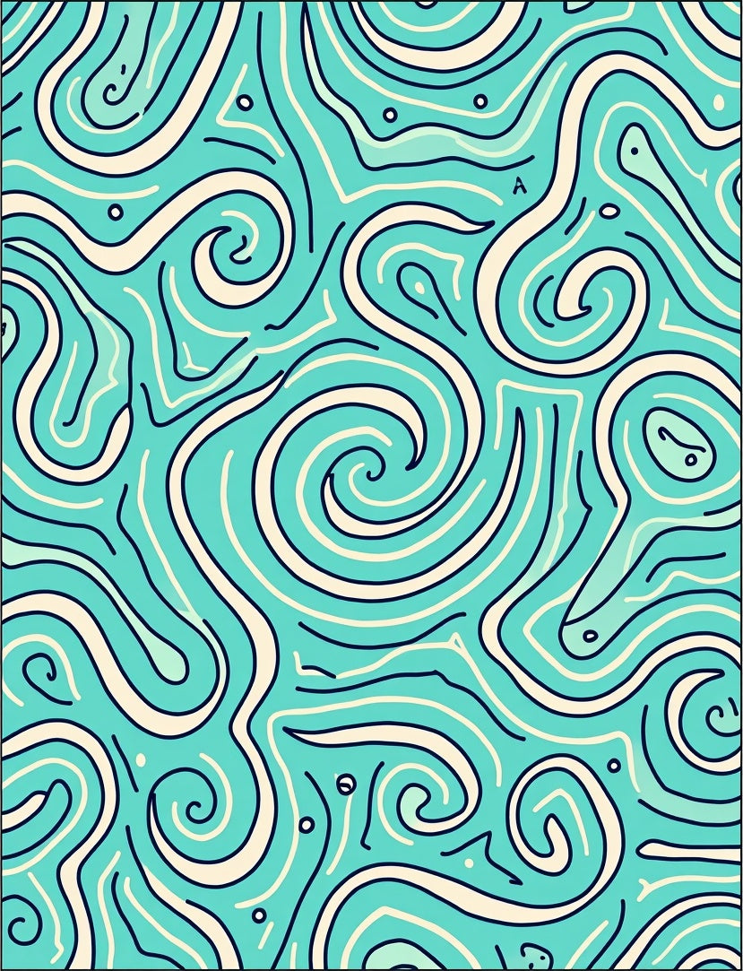 Abstract Aqua Swirls Pattern Rug
