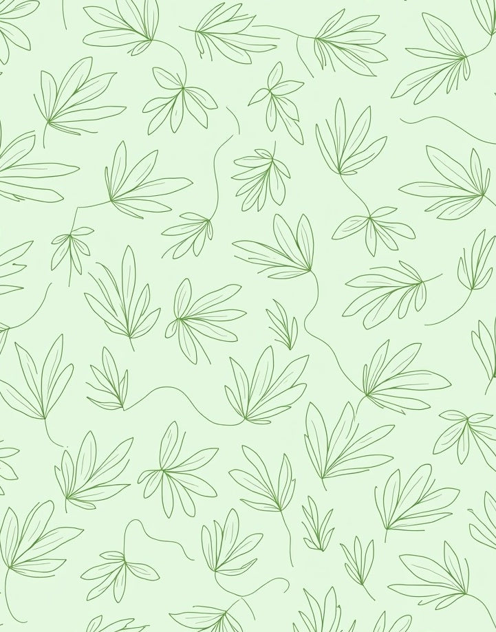 Minimalist Green Leaf Line Art Rug
