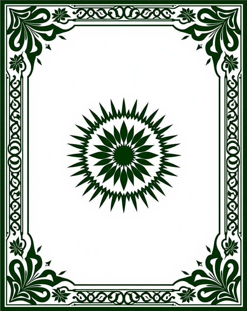 Embroidered Sunburst Border Rug