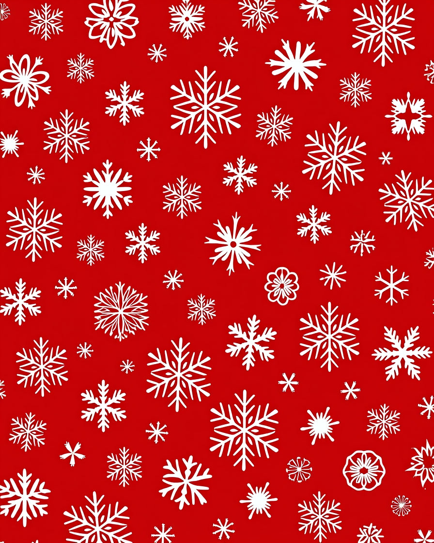 Christmas Snowflake Patterned White Red Rug