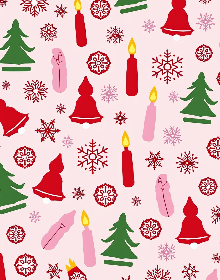 Pink Festive Holiday Icon Pattern Rug