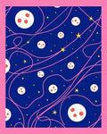 Cosmic Pink Swirl Moon and Stars Rug