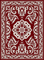 Rich Crimson and Cream Damask Rug