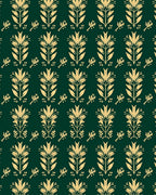 Elegant Gold Floral Stylized Pattern Rug