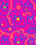 Whimsical Cat Doodle Pattern Rug