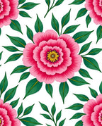 Vibrant Pink Floral Motif Pattern Rug