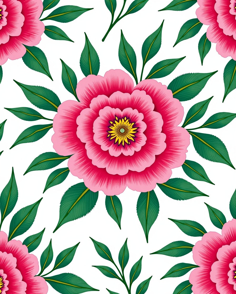 Vibrant Pink Floral Motif Pattern Rug