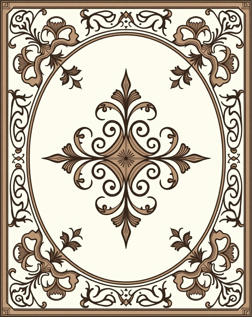 Ornate Floral Scrollwork Design Rug
