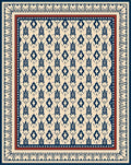 Navy Blue Geometric Ivory Tribal Rug