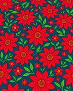 Bold Red Floral Pattern Rug