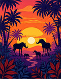 Savanna Sunset Animal Silhouettes Rug