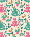 Playful Cat Floral Abstract Pattern Rug