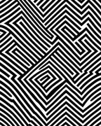 Bold Black White Maze Pattern Rug