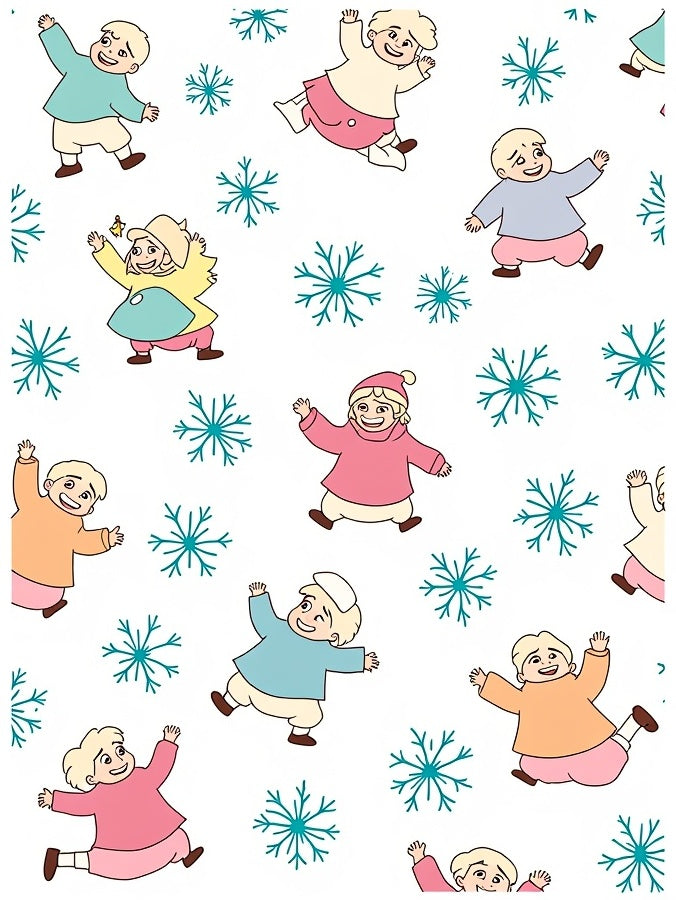 Joyful Children Snowflakes Winter Fun Rug