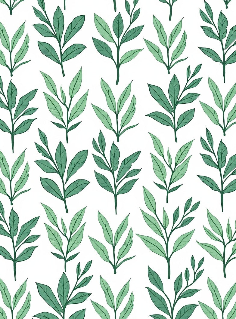 Green Leaf Branch Pattern Rug