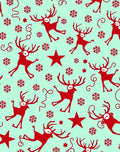 Red Reindeer Snowflake Star Pattern Rug
