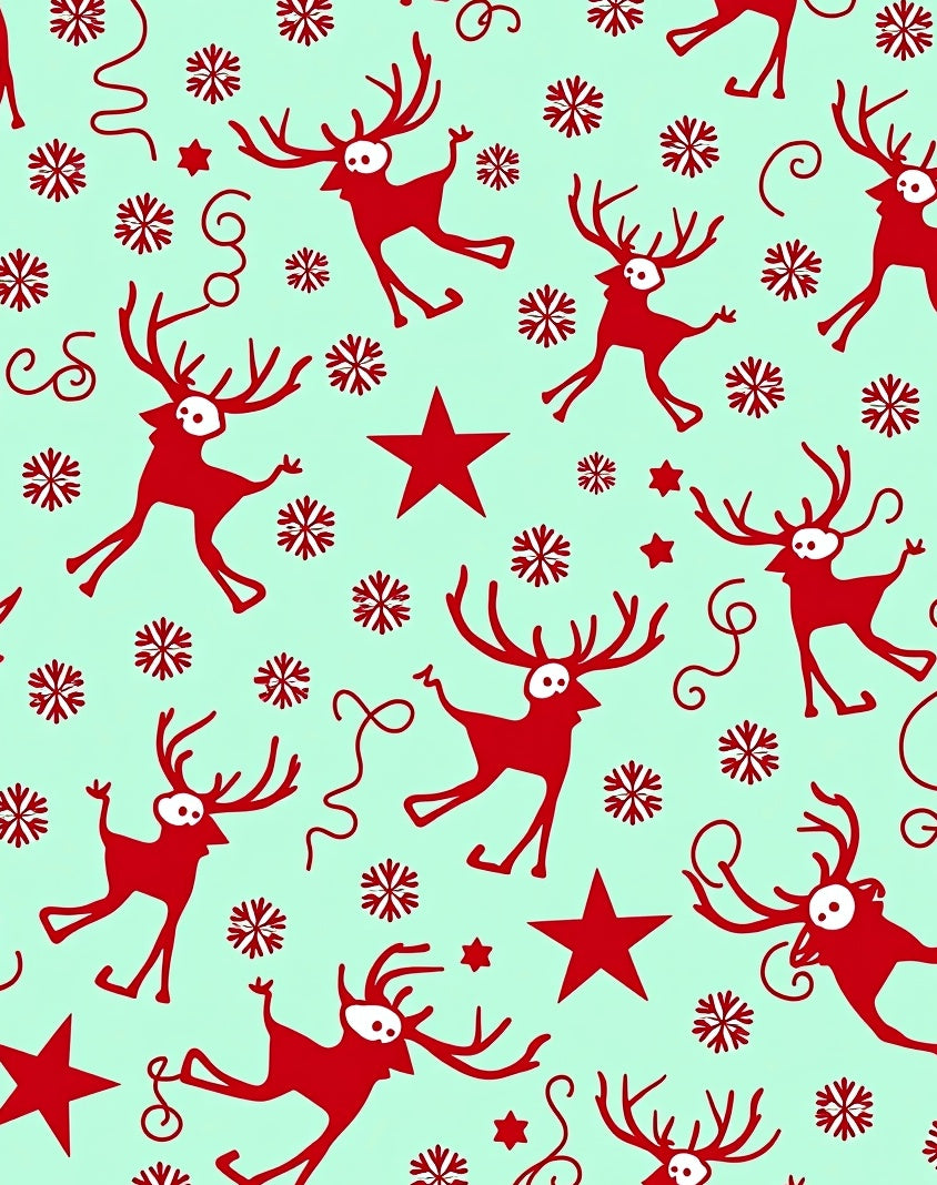 Red Reindeer Snowflake Star Pattern Rug