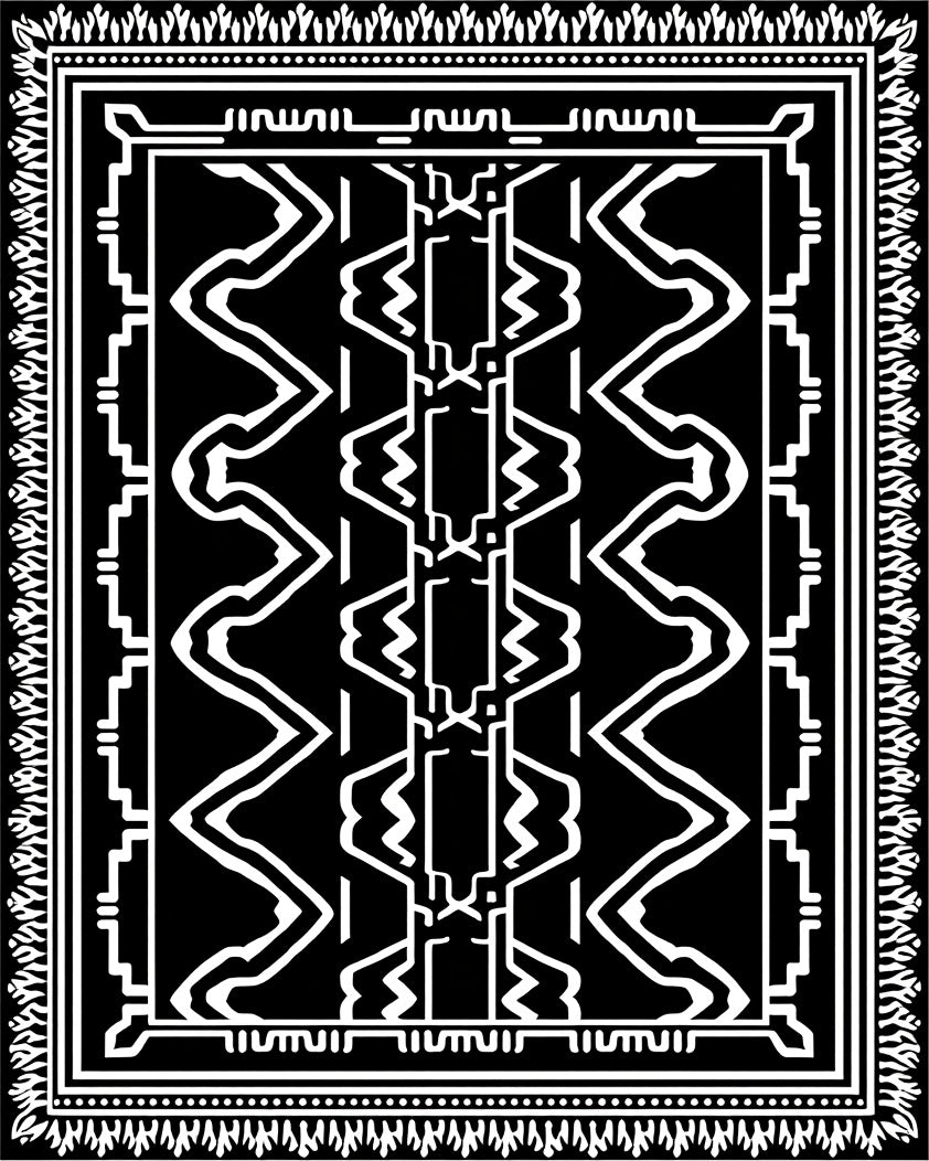 Bold Black And White Abstract Design Rug