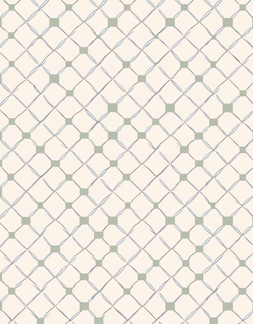 Chic Grid Pattern with Sage Accents Rug
