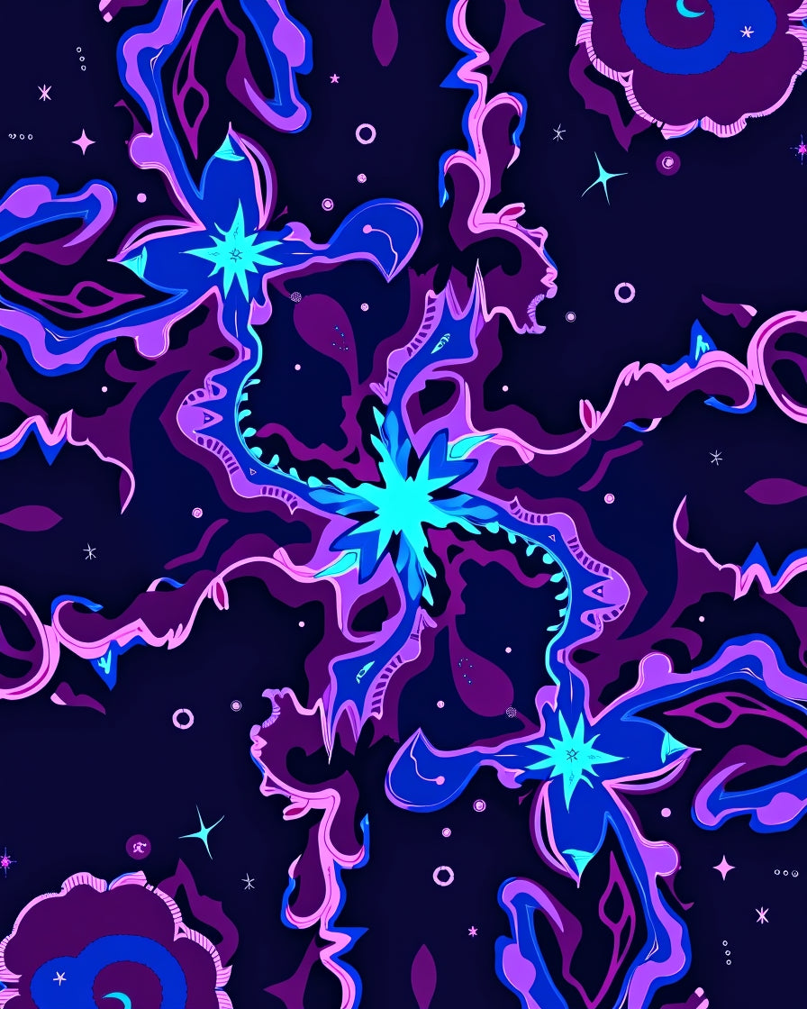 Vibrant Abstract Floral Swirls Design Rug