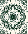 Dark Green Floral Medallion Mandala Rug