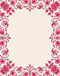 Pink Floral Scrollwork Border Rug