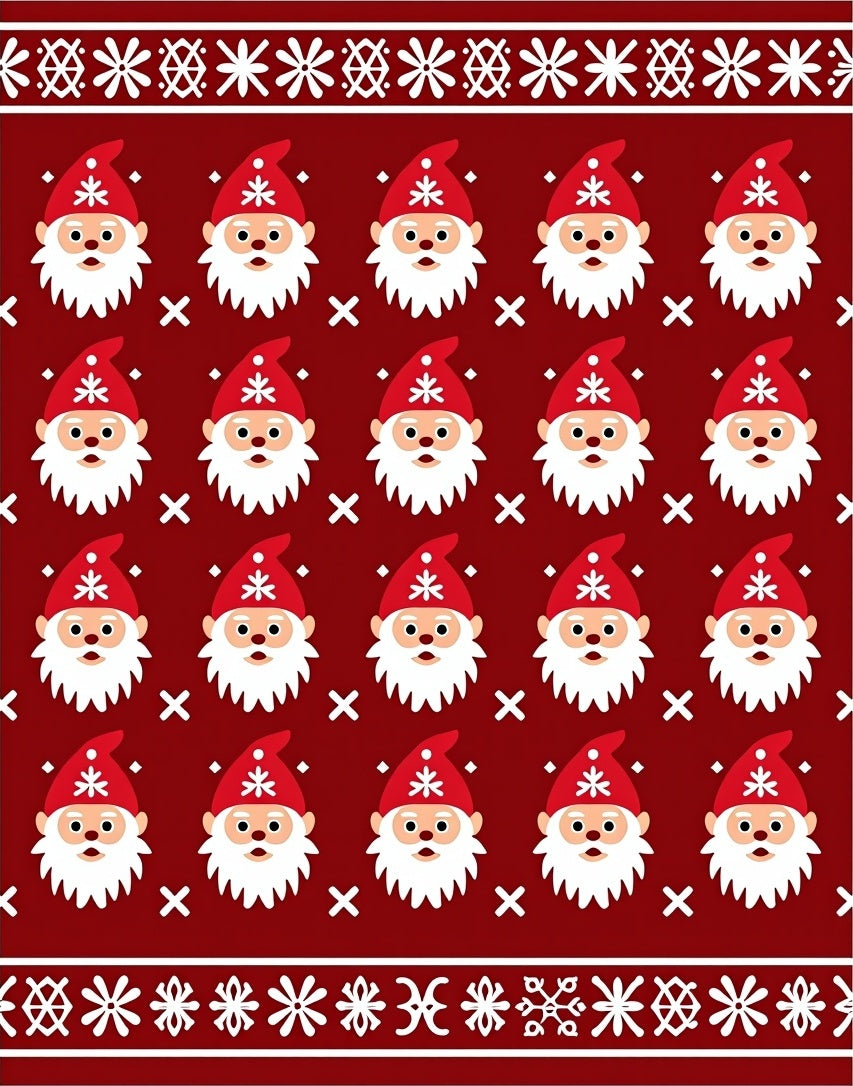 Red And White Christmas Gnome Repeat Rug